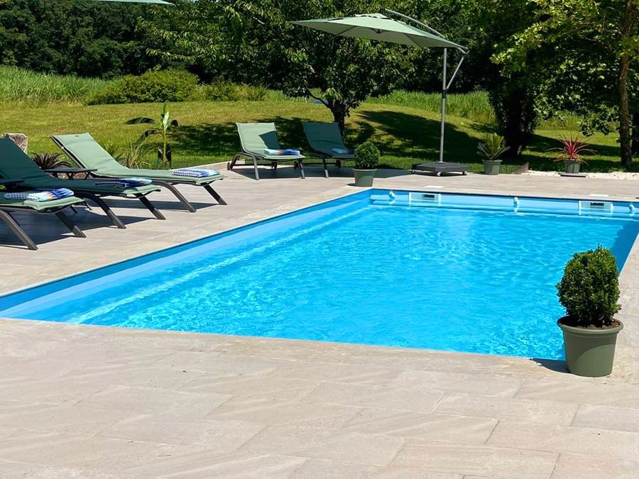 An affordable fibreglass pool outdoors